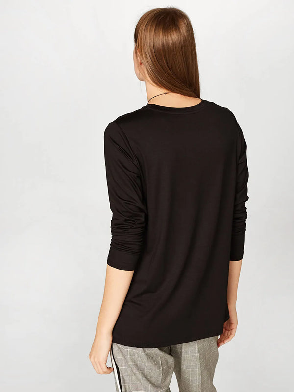 Faik Sönmez Minimalist Oversize Uzun Kol Kadın T-Shirt - Günlük Şıklık