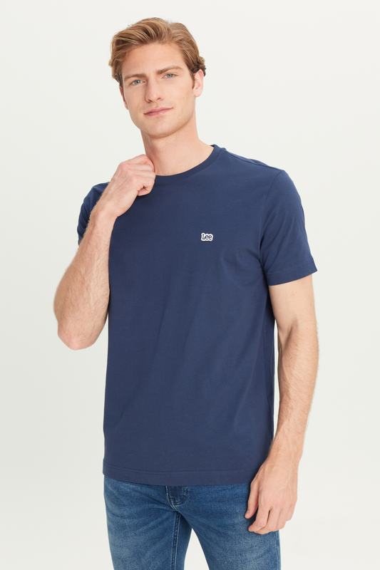 Regular Fit Normal Kesim Bisiklet Yaka Pamuklu Lacivert T-Shirt Lee