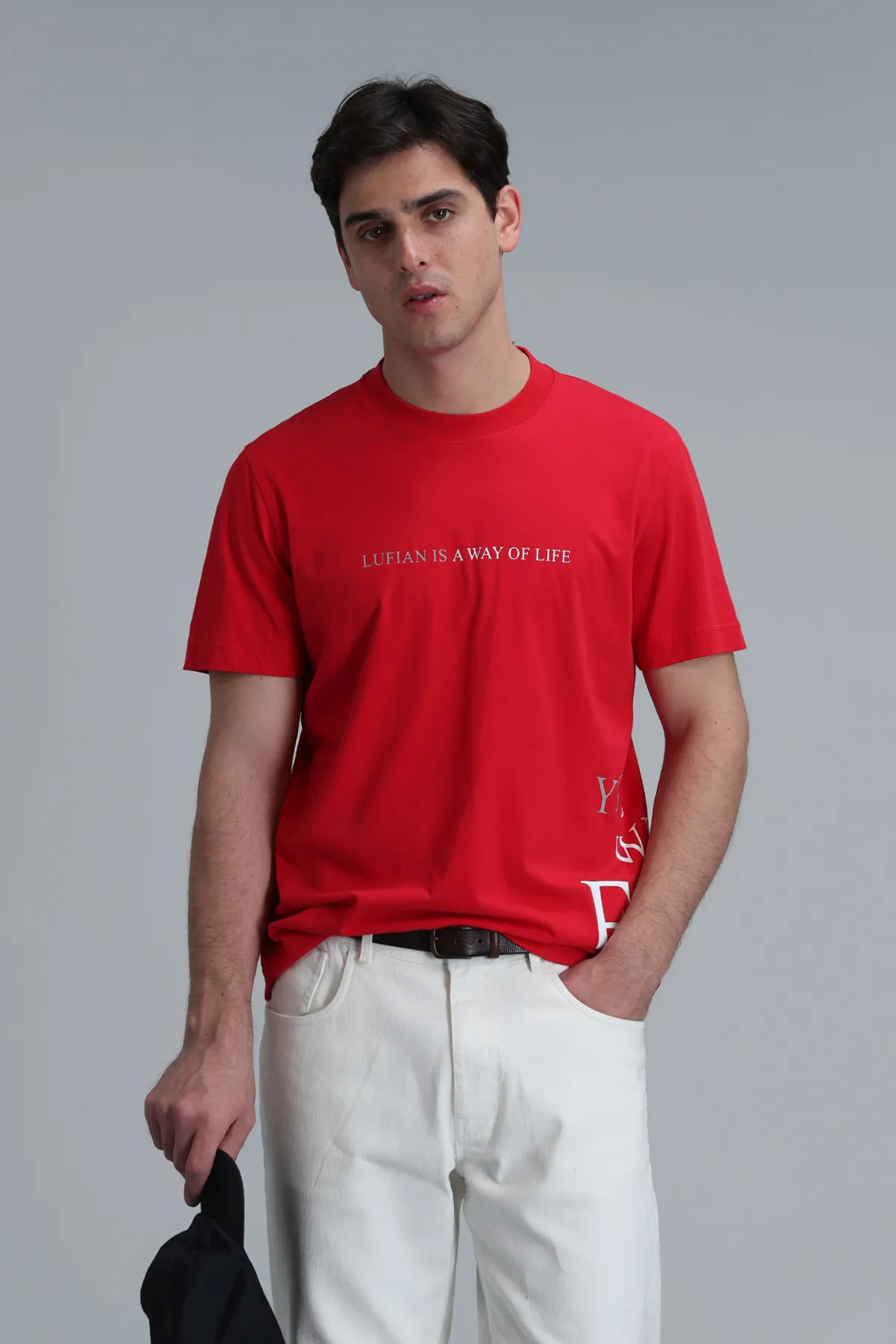 Lufian Oversize Kısa Kol Yuvarlak Yaka Erkek T-Shirt - Minimalist Stil Translation missing: tr.content.product_image_secondary