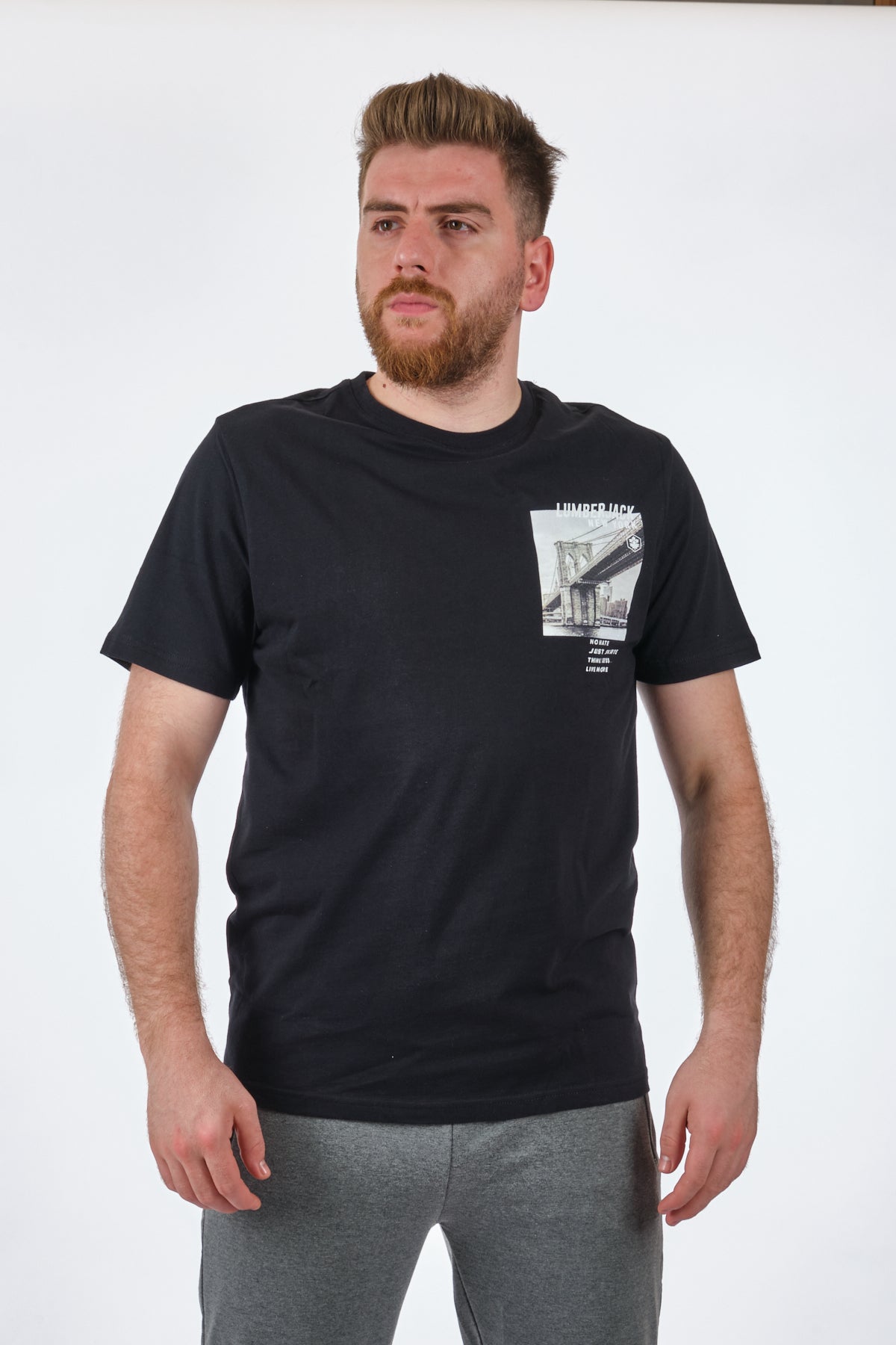Lumberjack Oversize Erkek T-Shirt - Brooklyn Köprüsü Baskılı Translation missing: tr.content.product_image_secondary