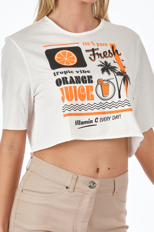 Only Oversize Crop T-Shirt - Kısa Kol, Yuvarlak Yaka, Günlük Kullanım