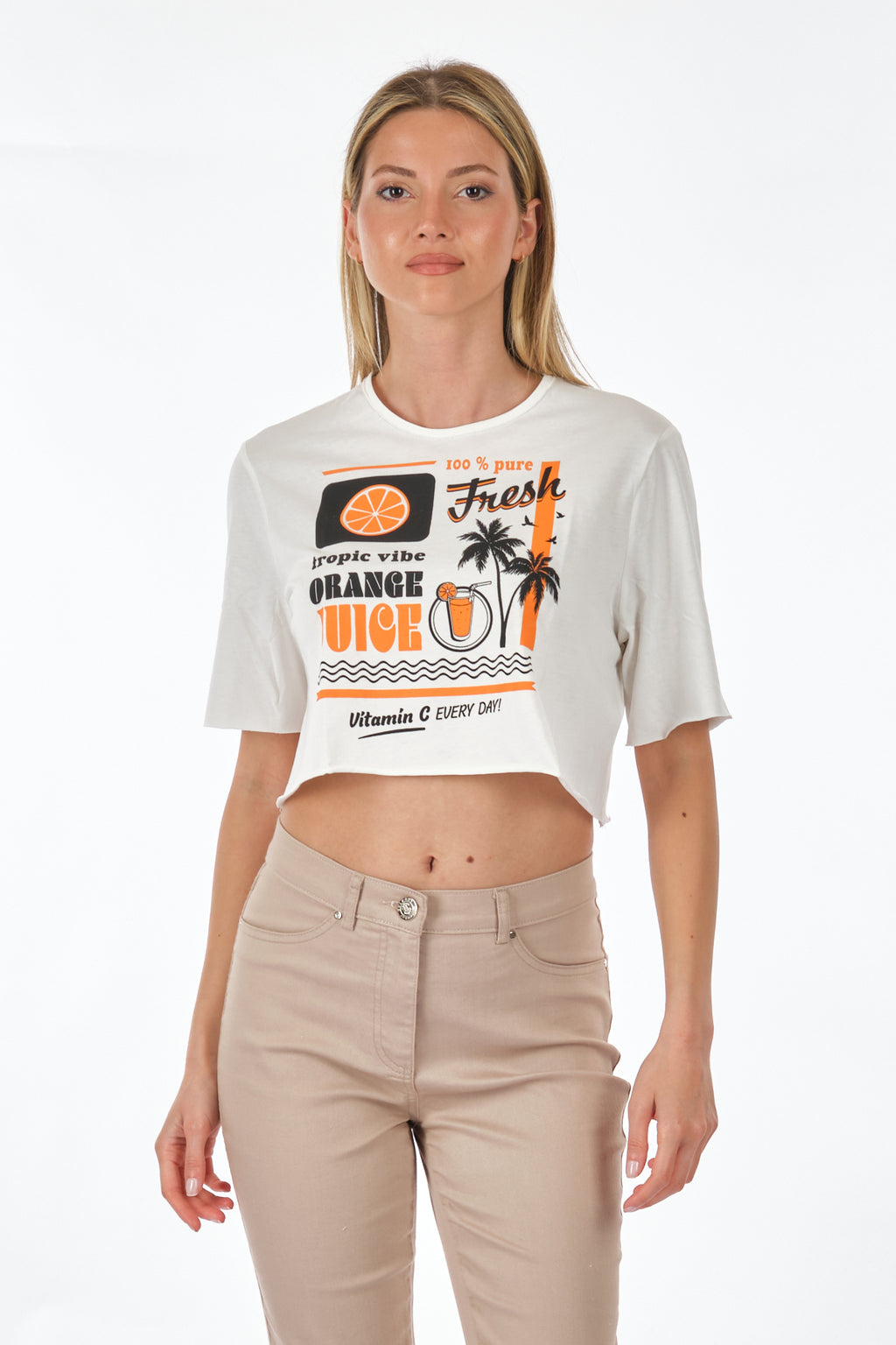 Only Oversize Crop T-Shirt - Kısa Kol, Yuvarlak Yaka, Günlük Kullanım