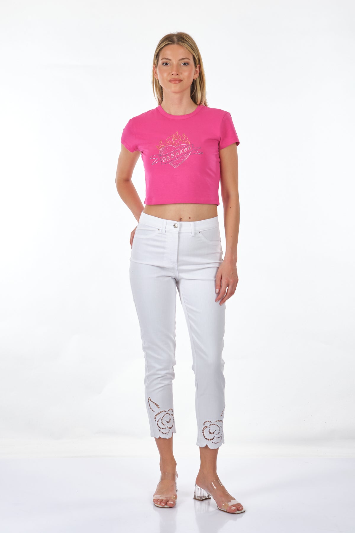 Only Minimalist Crop T-Shirt - Kısa Kol Yuvarlak Yaka Günlük Ana görsel