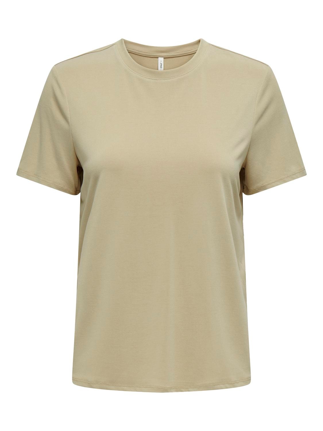 Only Minimalist Oversize Tişört - Yuvarlak Yaka Kısa Kol - Günlük