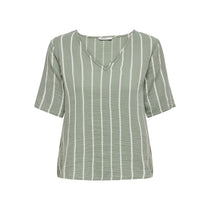Only V Yaka Çizgili Kadın T-Shirt - Minimalist Stil