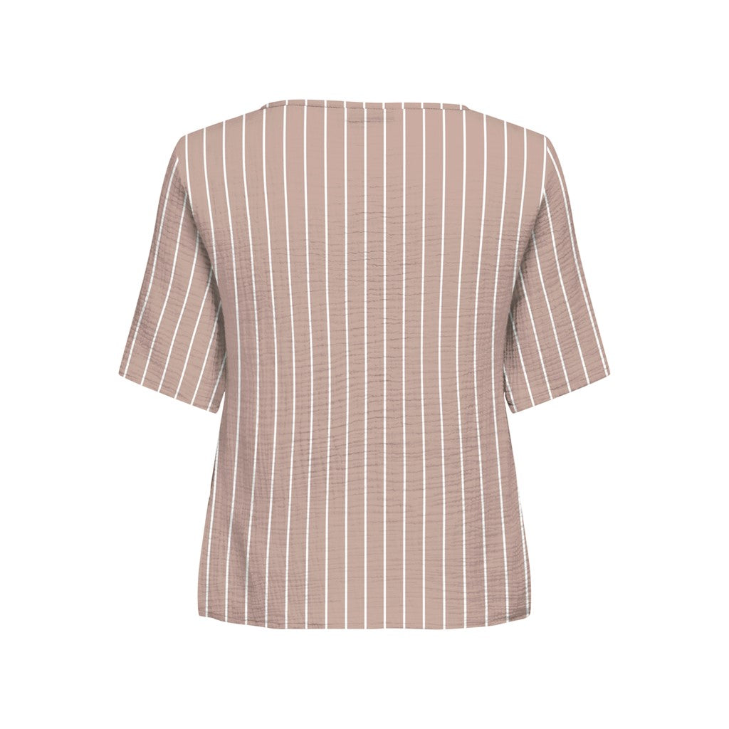 Only V Yaka Çizgili Kadın T-Shirt - Minimalist Stil