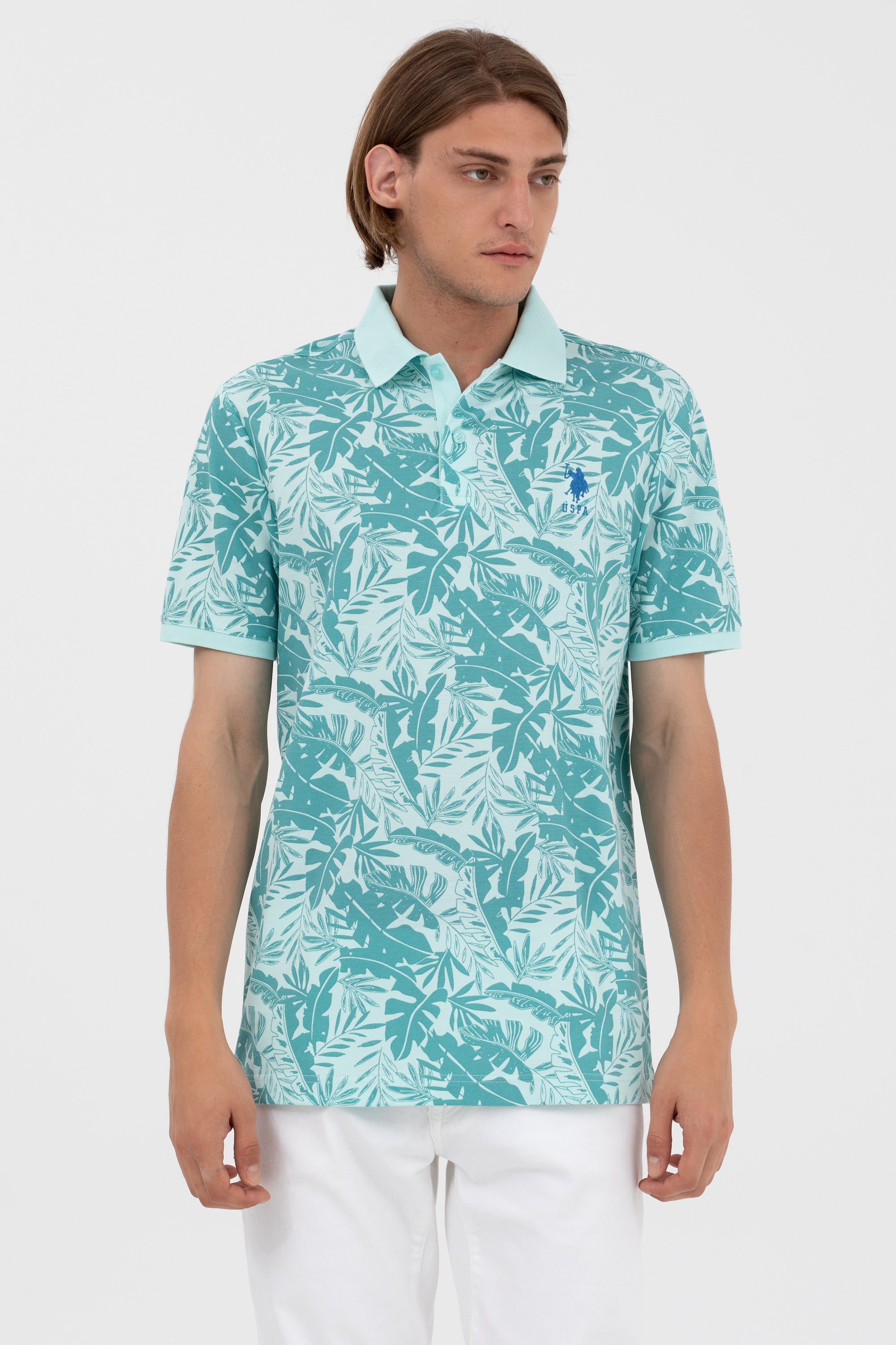 U.S. Polo Assn. Erkek Tropikal Desenli Polo Yaka Kısa Kol T-Shirt Translation missing: tr.content.product_image_main