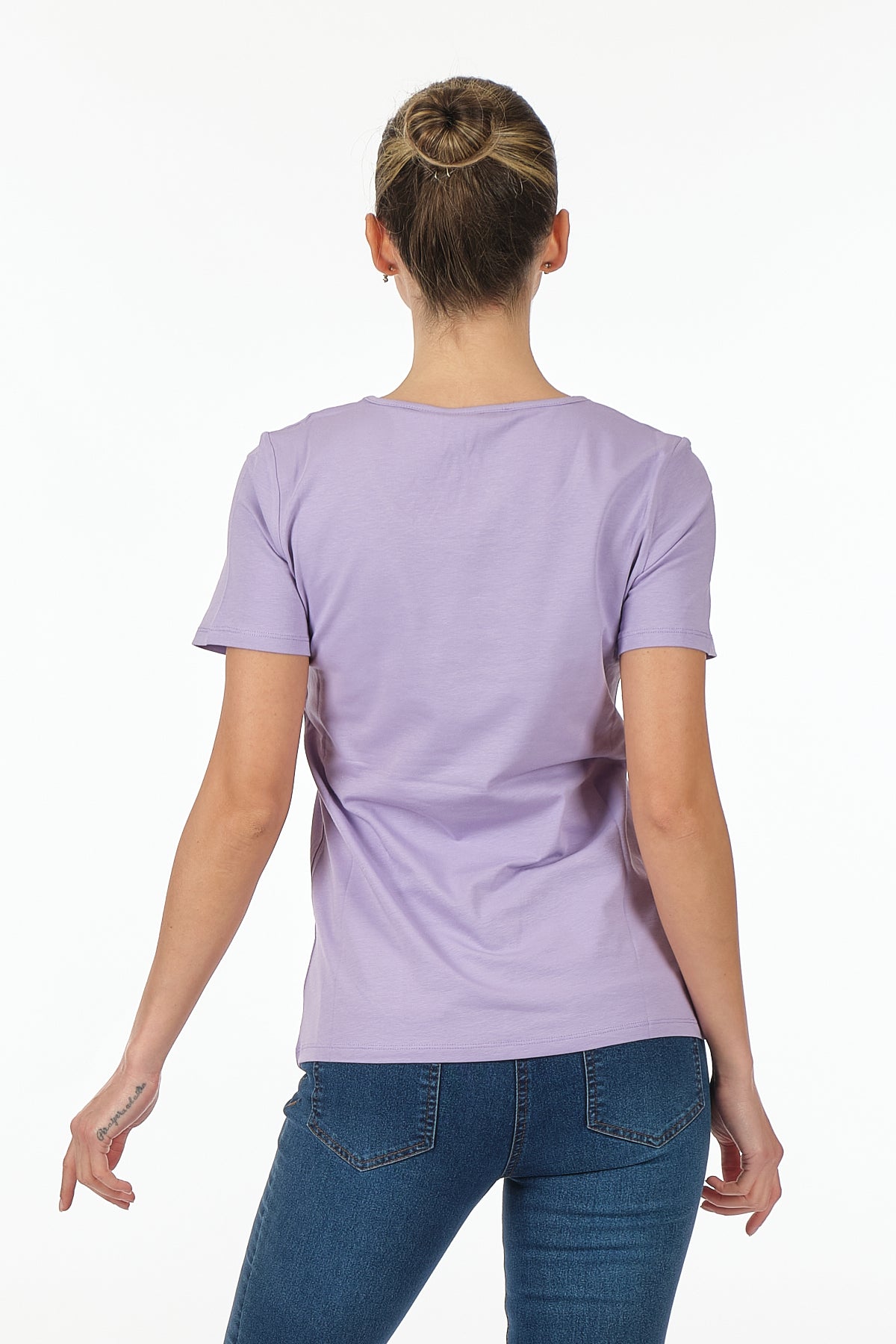 Vedi Minimalist Kadın T-Shirt - Kısa Kol Yuvarlak Yaka - Günlük