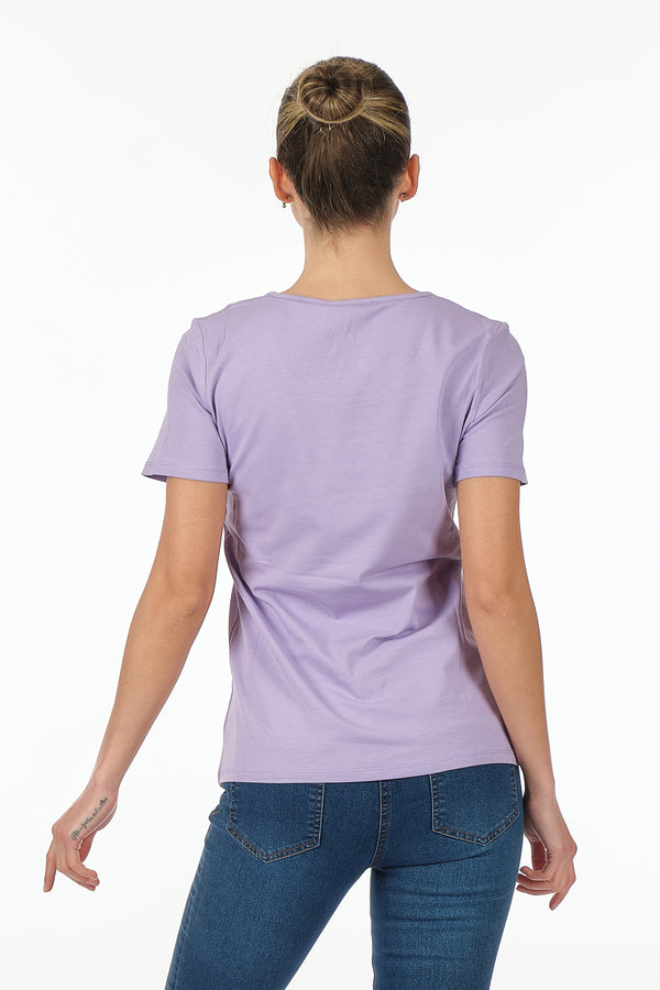 Vedi Minimalist Kadın T-Shirt - Kısa Kol Yuvarlak Yaka - Günlük