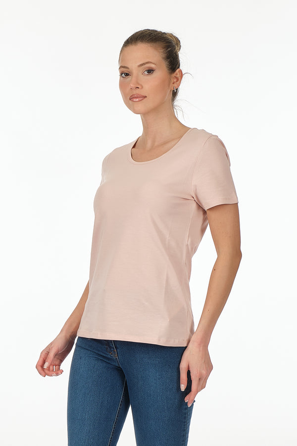 Vedi Minimalist Kadın T-Shirt - Kısa Kol Yuvarlak Yaka - Günlük