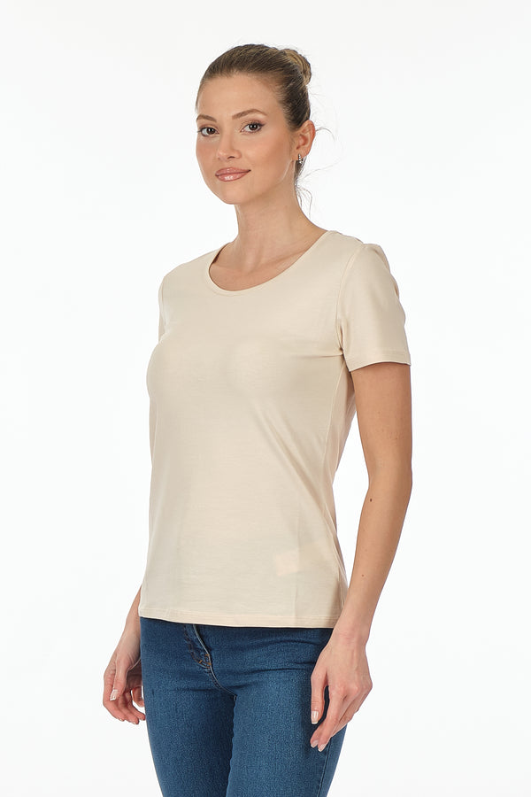 Vedi Minimalist Kadın T-Shirt - Kısa Kol Yuvarlak Yaka - Günlük