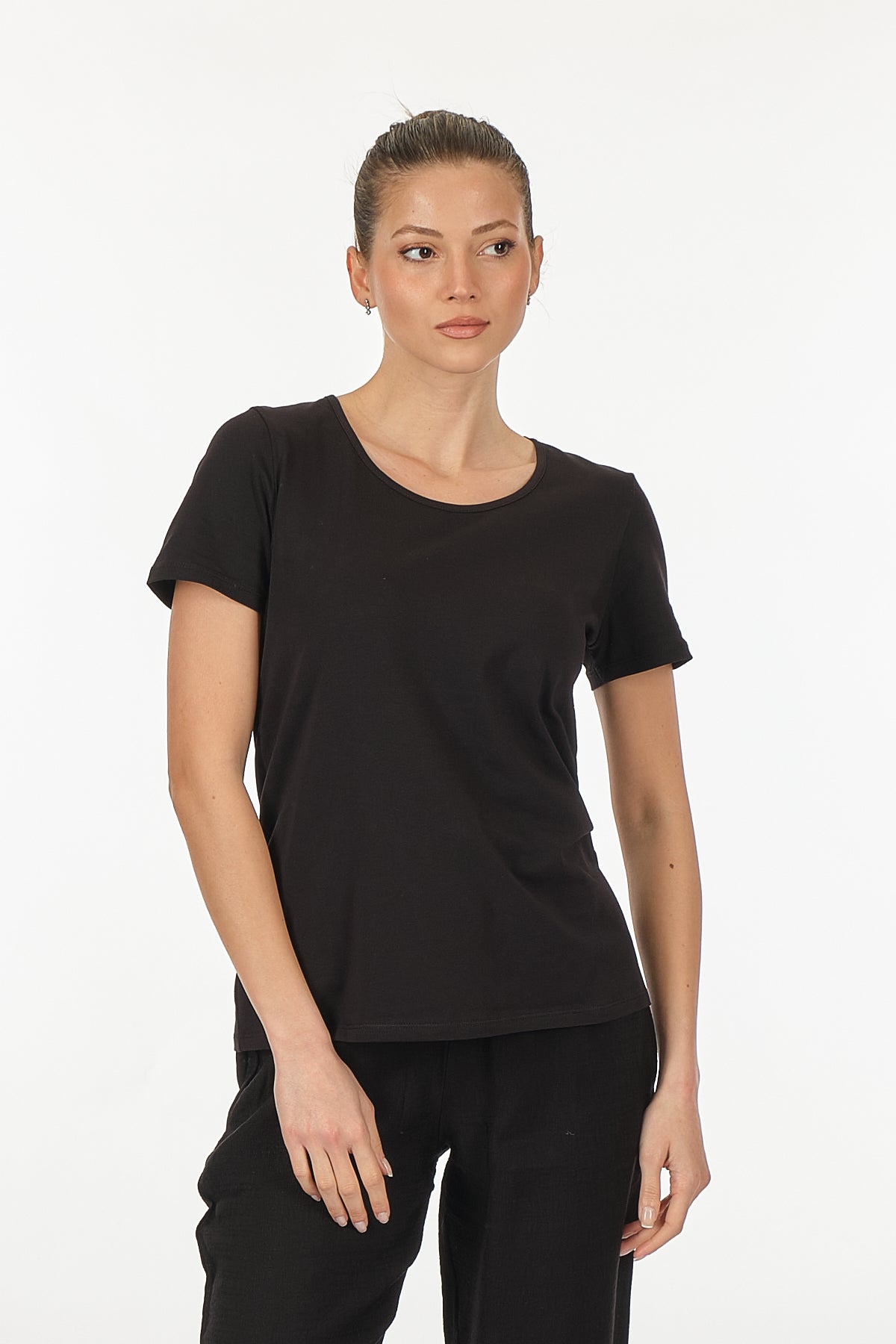 Vedi Minimalist Kadın T-Shirt - Kısa Kol Yuvarlak Yaka - Günlük