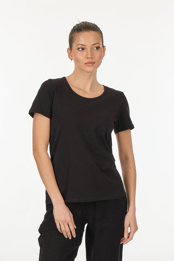 Vedi Minimalist Kadın T-Shirt - Kısa Kol Yuvarlak Yaka - Günlük
