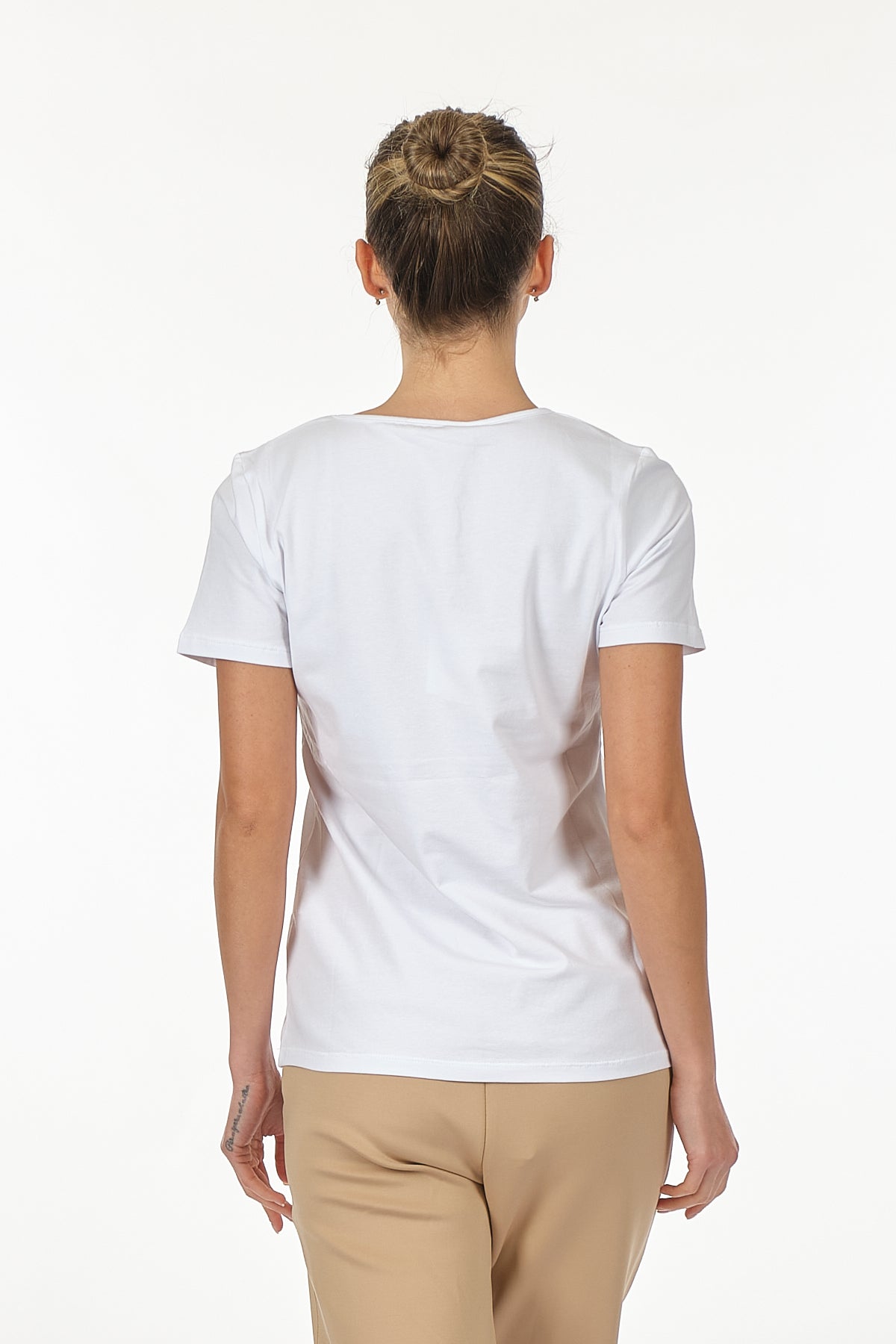Vedi Minimalist Kadın T-Shirt - Kısa Kol Yuvarlak Yaka - Günlük