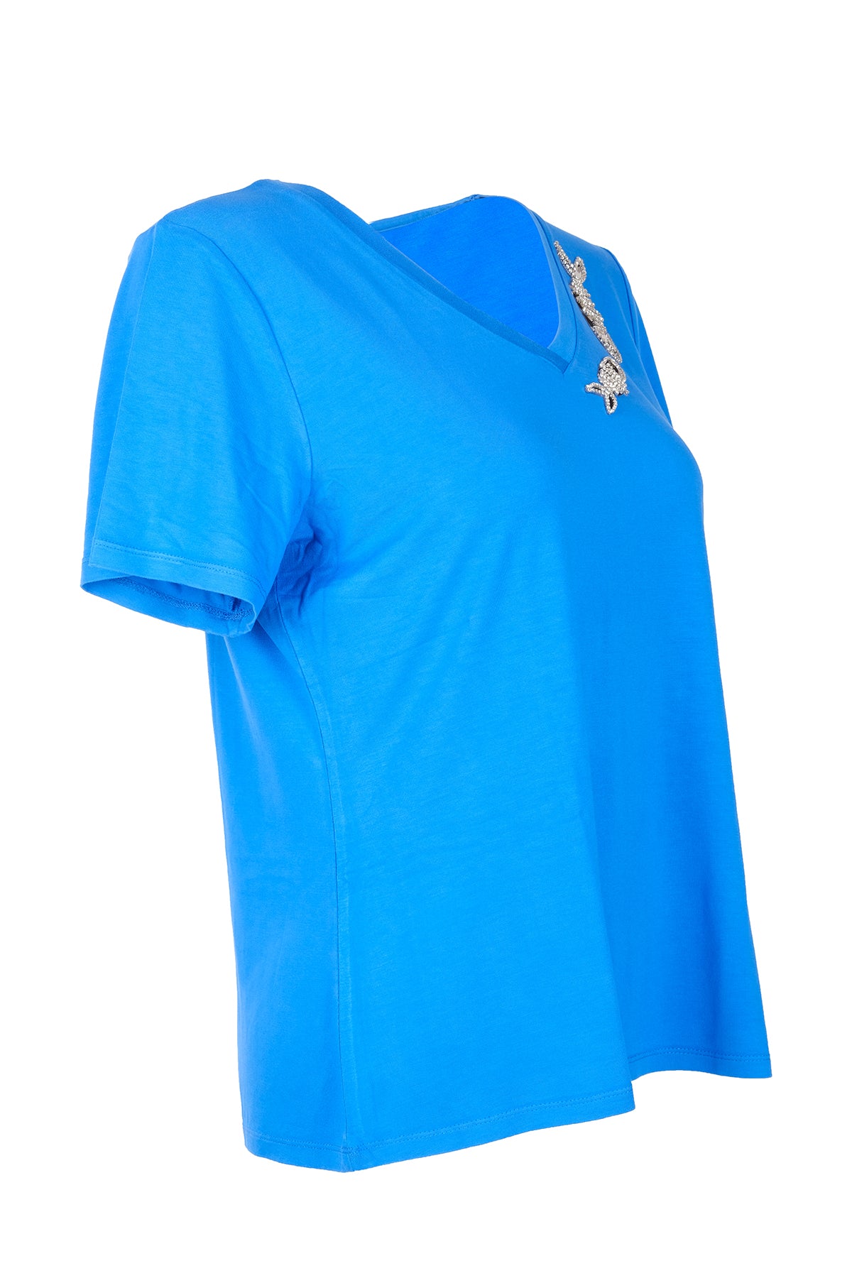 Vedi-Büyük Beden V Yak Taş Detaylı Kadın T-Shirt 25YXD5098 Translation missing: tr.content.product_image_secondary