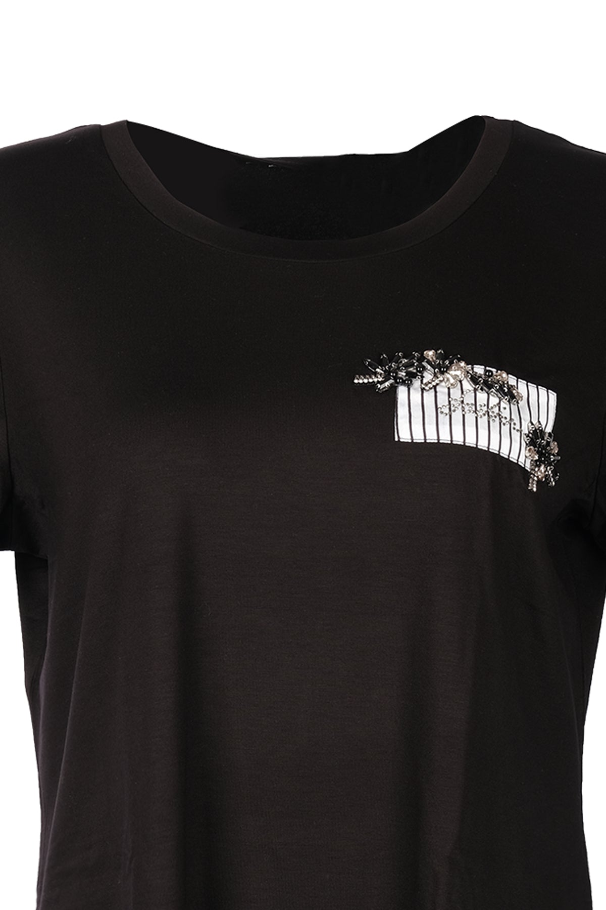 Vedi Büyük Beden Yuvarlak Yaka Taş Detaylı Kadın T-Shirt 25YXD5099 Translation missing: tr.content.product_image_secondary