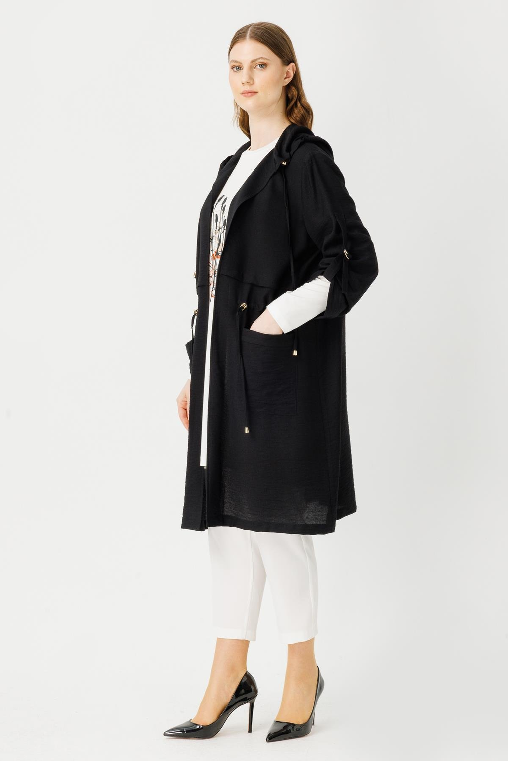 Müsemma Oversize Kapüşonlu Midi Kadın Takımı - Günlük Şıklık