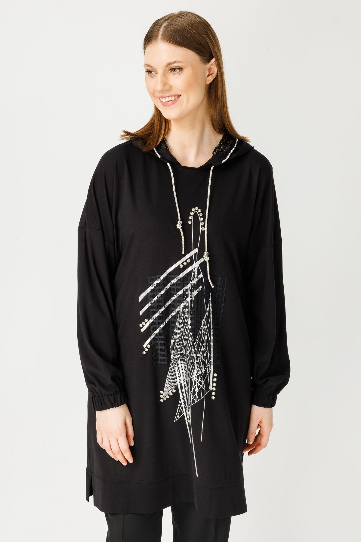 Müsemma Oversize Kapüşonlu Midi Kadın Takım - Minimalist, Günlük