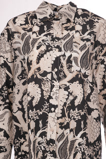 Terzi Dükkanı Oversize Gömlek Yaka Midi Kadın Takım - Vintage Desen