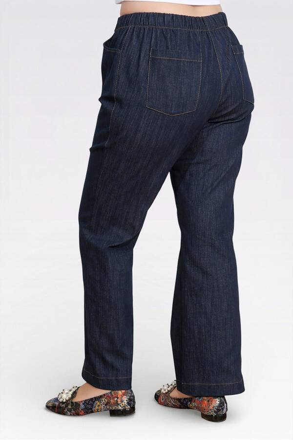 Tolga Saraçoğlu Beli Lastikli Rahat Kesim Boru Paça Denim Pantolon 26YTS30148