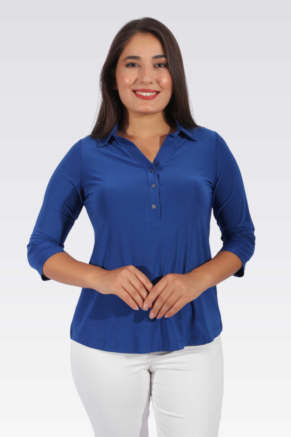 Tolga Saraçoğlu Minimalist 3/4 Kol Kadın Bluz - Günlük & İş