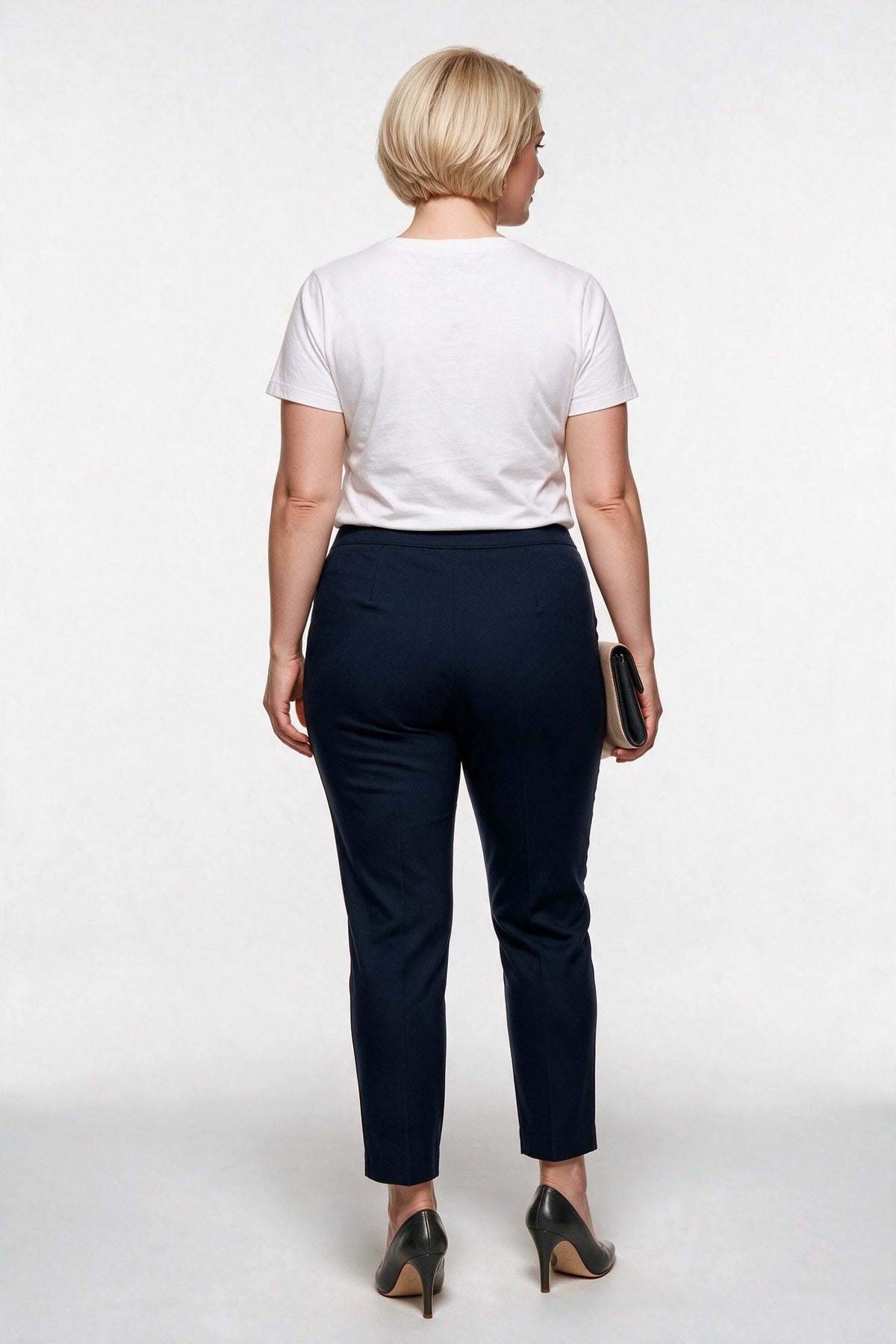 Tolga Saraçoğlu Kadın Yüksek Bel Dar Paça Dokulu Polyester Karışımlı Pantolon 25KTS30083