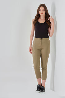 Tolga Saraçoğlu Minimalist Crop Kadın Pantolon - Yüksek Bel, Günlük Stil