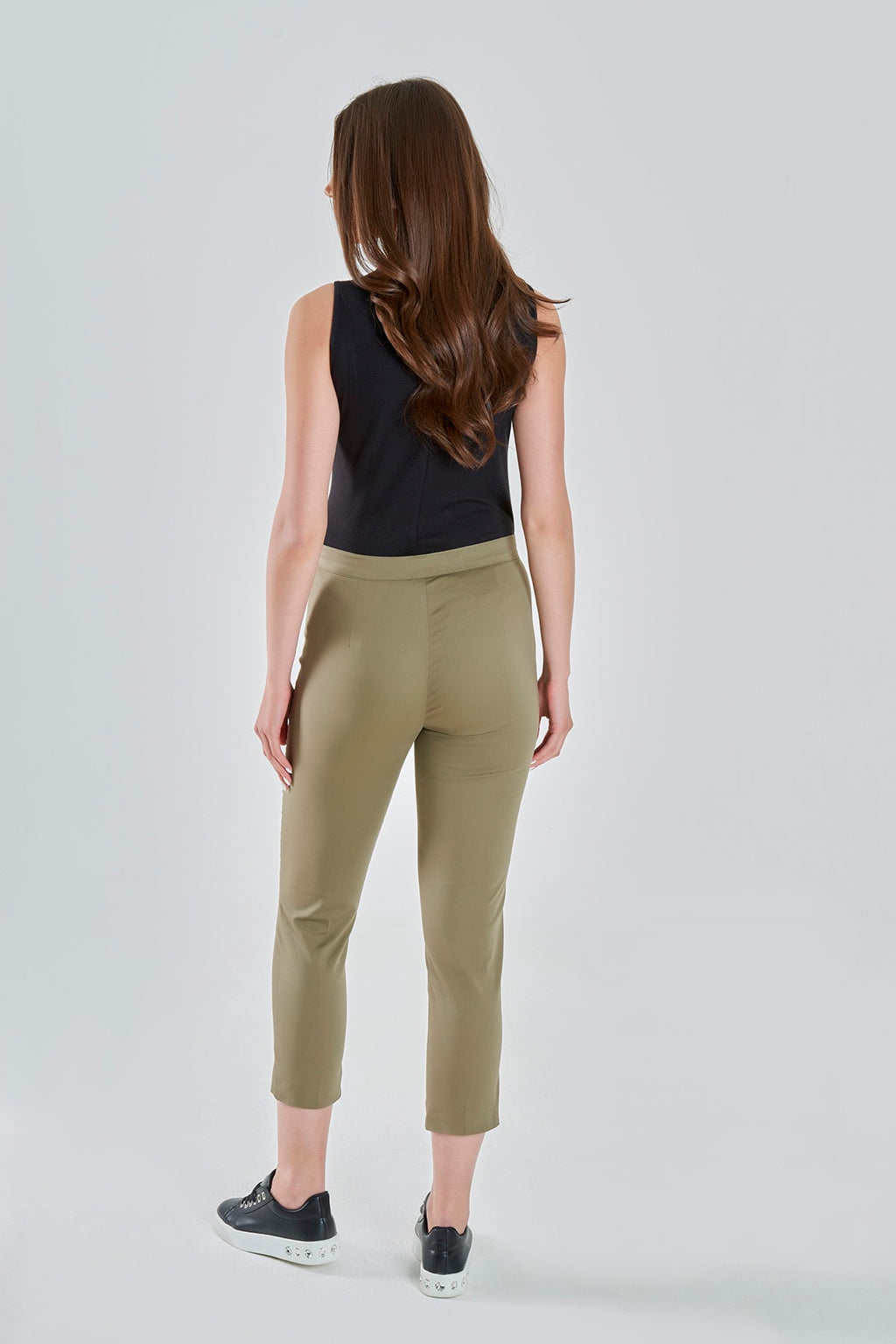 Tolga Saraçoğlu Minimalist Crop Kadın Pantolon - Yüksek Bel, Günlük Stil