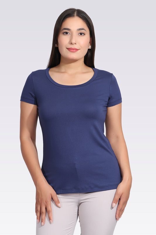 Tolga Saraçoğlu Minimalist Yuvarlak Yaka Kısa Kol Kadın T-Shirt - Günlük Kullanım