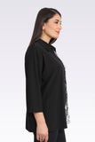 Tolga Saraçoğlu Oversize 3/4 Kol Gömlek Yaka Kadın Ceket - Minimalist Stil