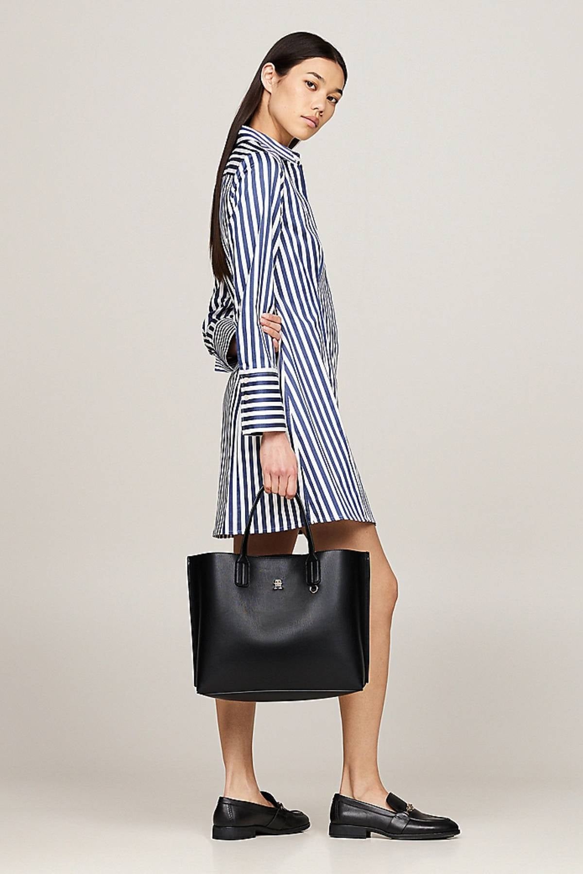 Tommy Hilfiger Minimalist Deri Tote Kadın Çantası - Günlük Kullanım