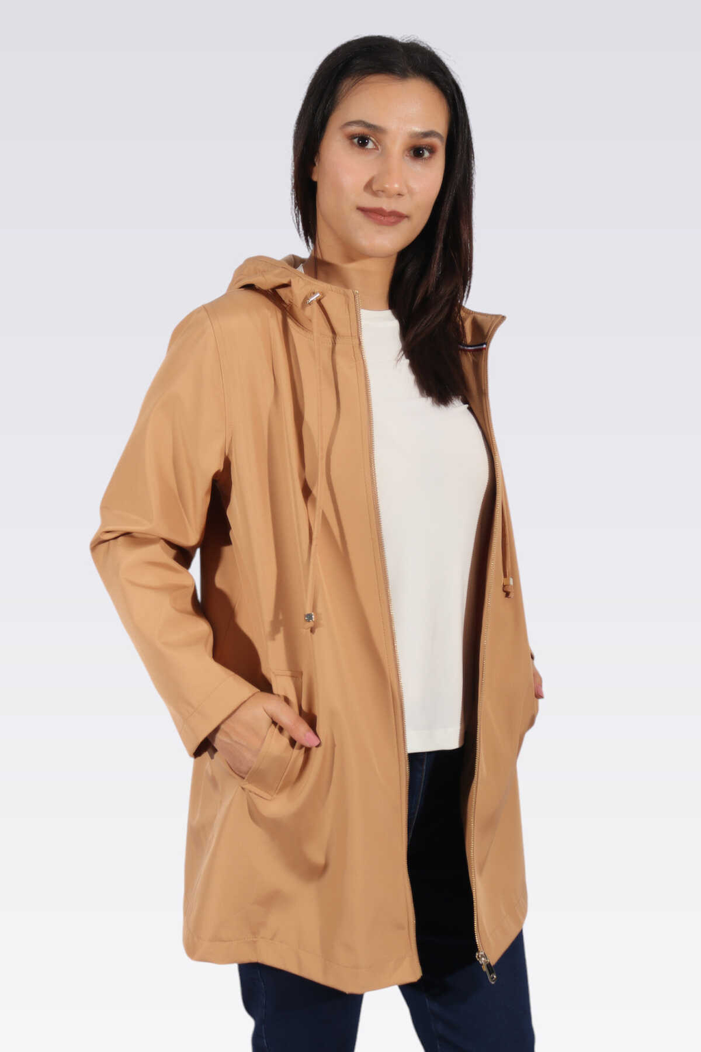 Tolga Saraçoğlu Kapüşonlu Midi Trençkot - Minimalist & Oversize
