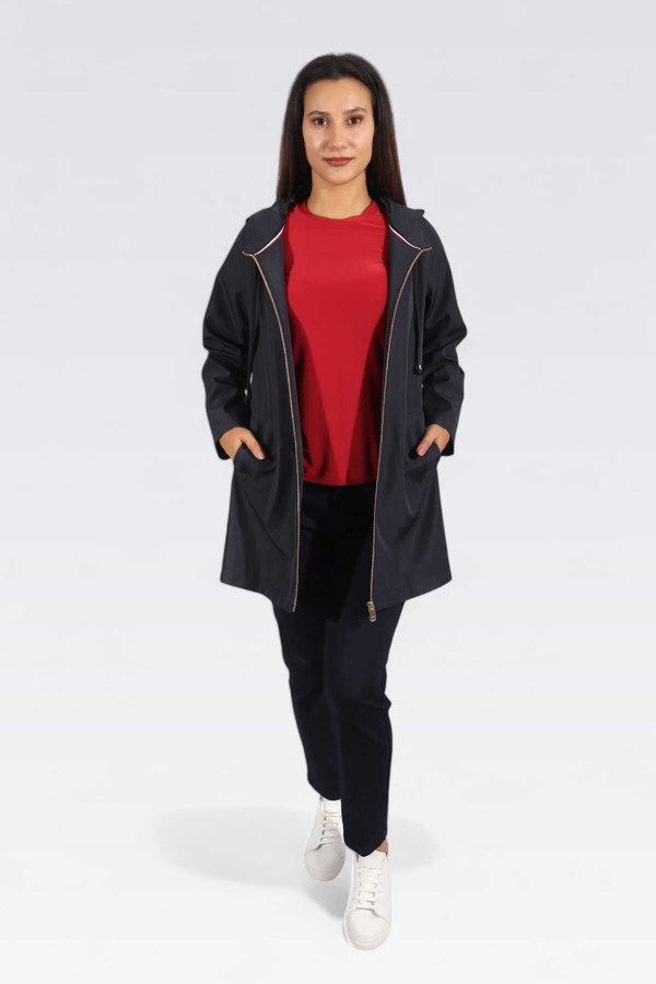 Tolga Saraçoğlu Kapüşonlu Midi Trençkot - Minimalist & Oversize