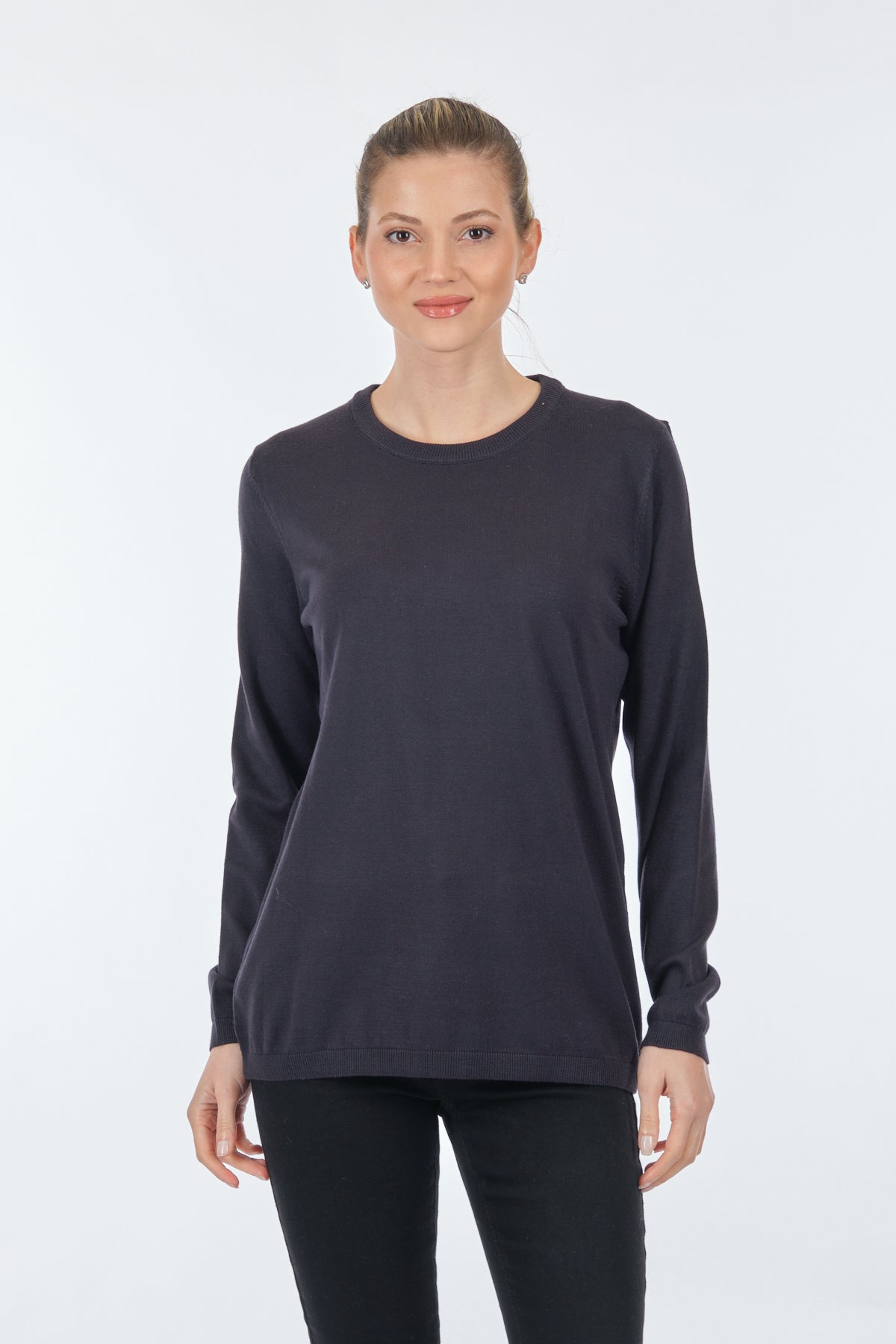 Desen Minimalist Oversize Kadın Triko - Uzun Kollu Yuvarlak Yaka Translation missing: tr.content.product_image_main