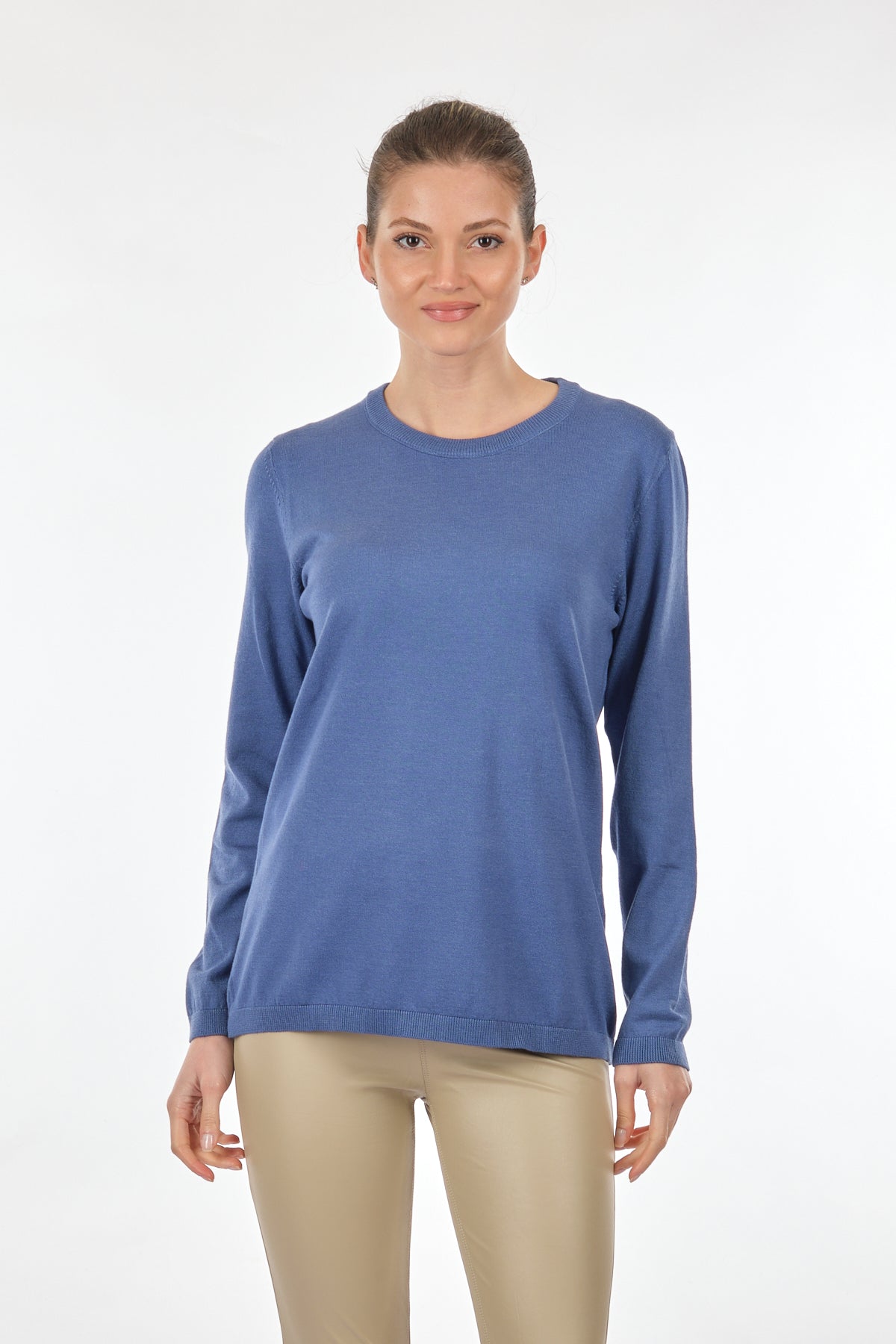 Desen Minimalist Oversize Kadın Triko - Uzun Kollu Yuvarlak Yaka