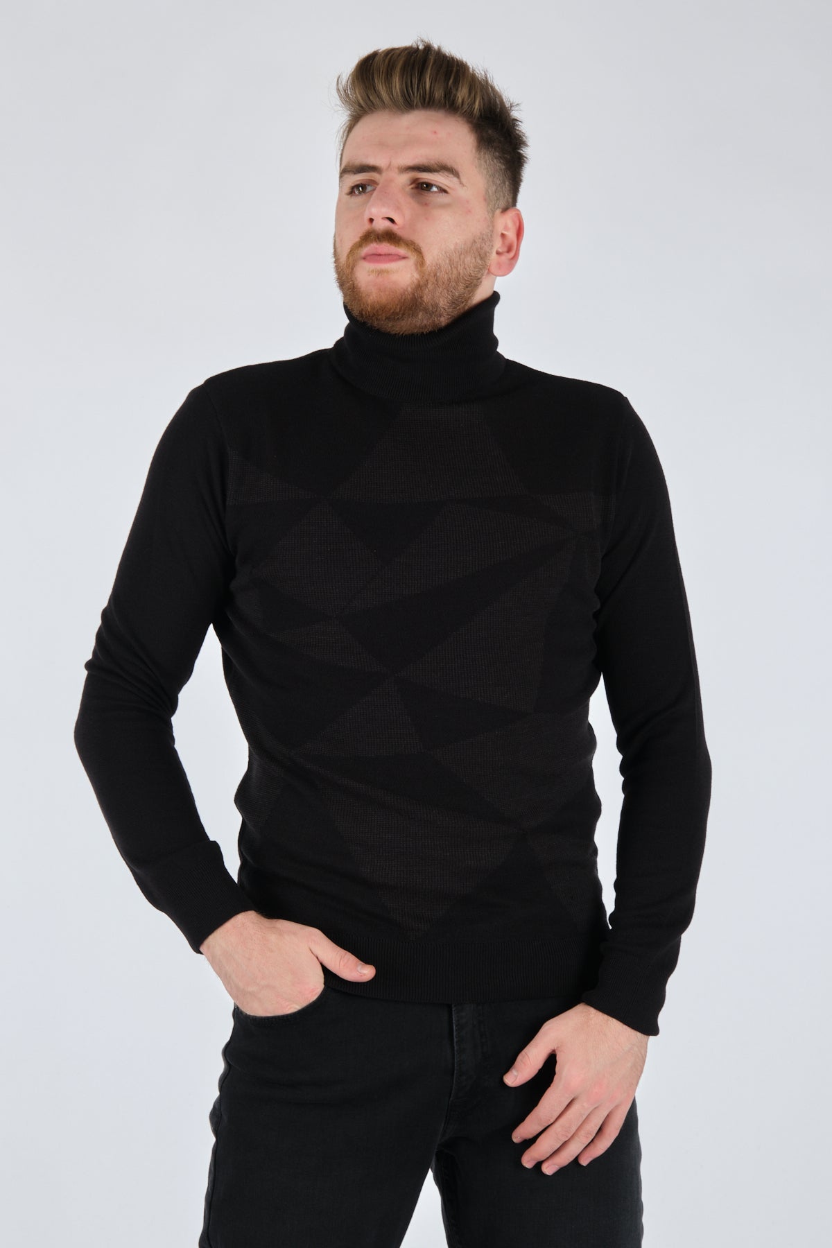Ecer Erkek Triko Kazak - Geometrik Desen - Uzun Kol - Minimalist Translation missing: tr.content.product_image_secondary
