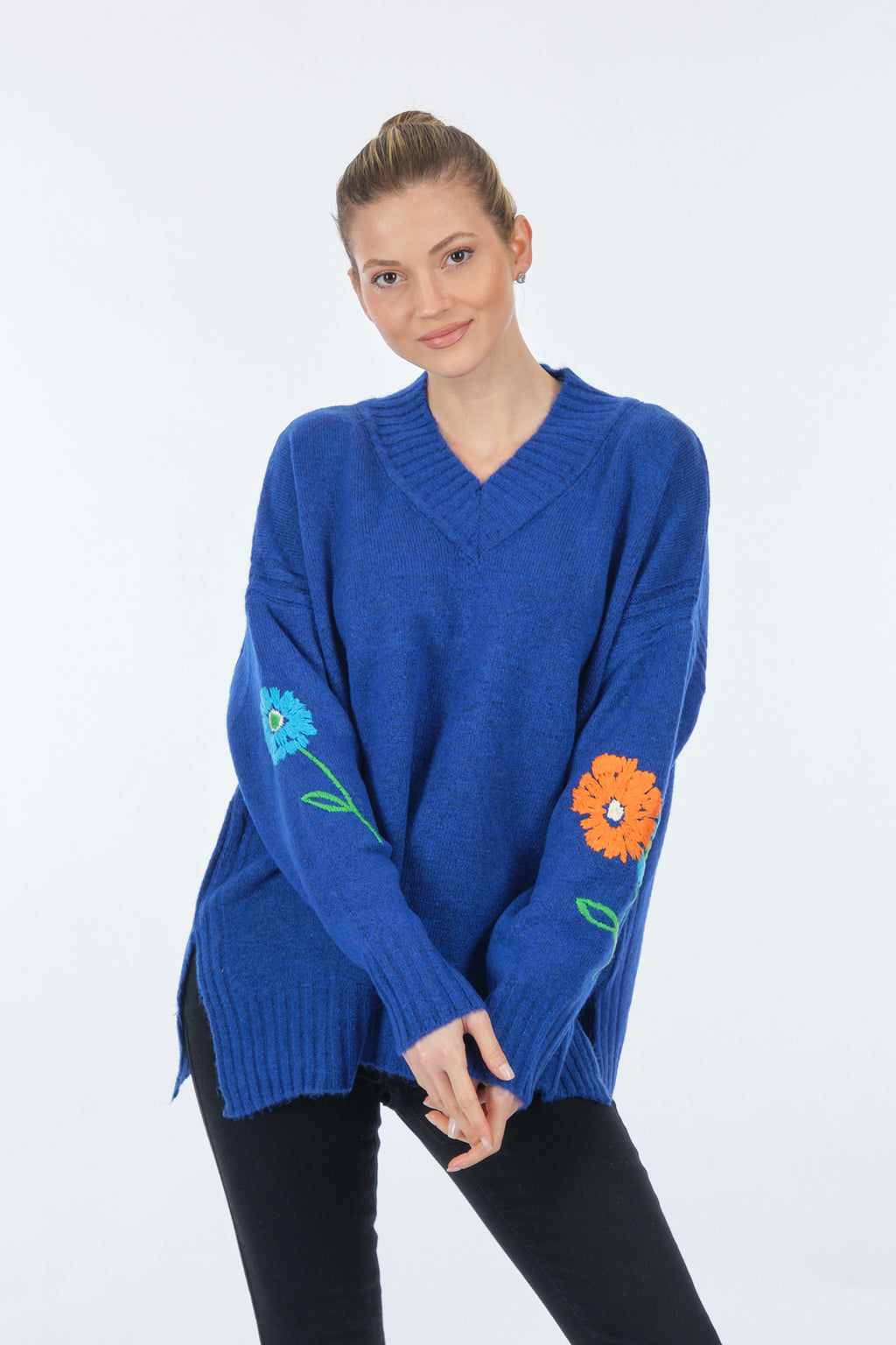 Lal Kadın Oversize V Yaka Midi Triko - Minimalist Stil