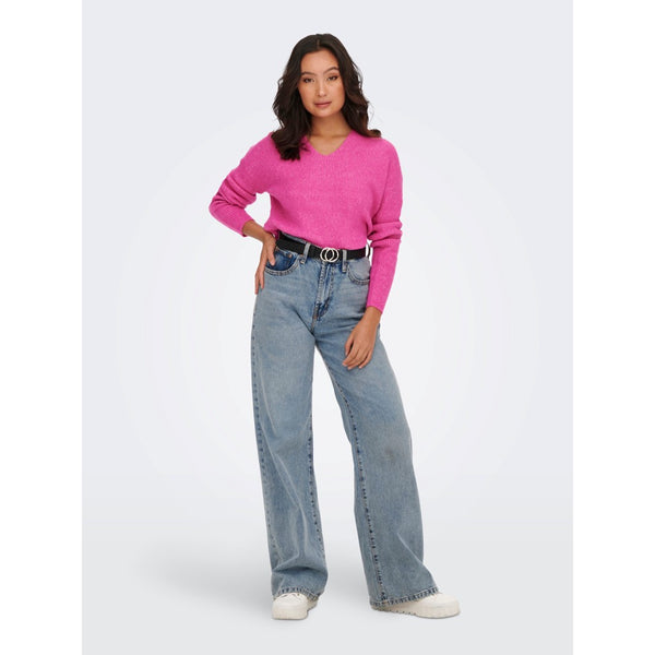 Only V Yaka Oversize Uzun Kollu Kadın Kazak - Günlük Kışlık Rahat