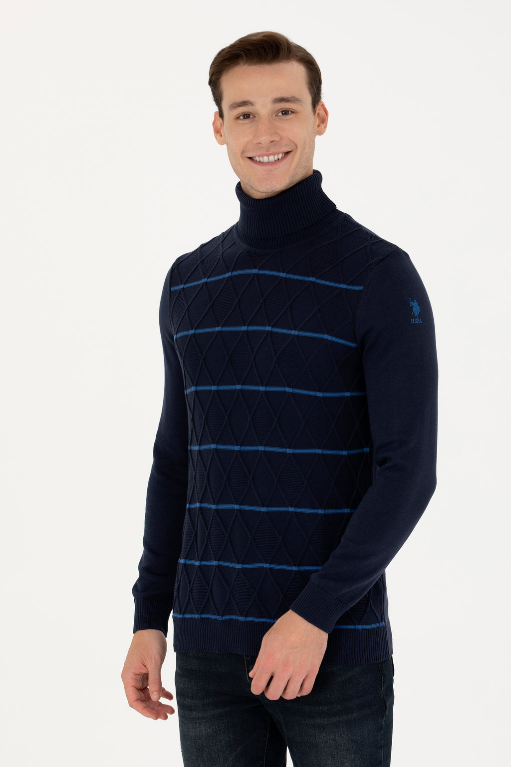 U.S. Polo Assn. Minimalist Boğazlı Erkek Triko - Günlük Şıklık