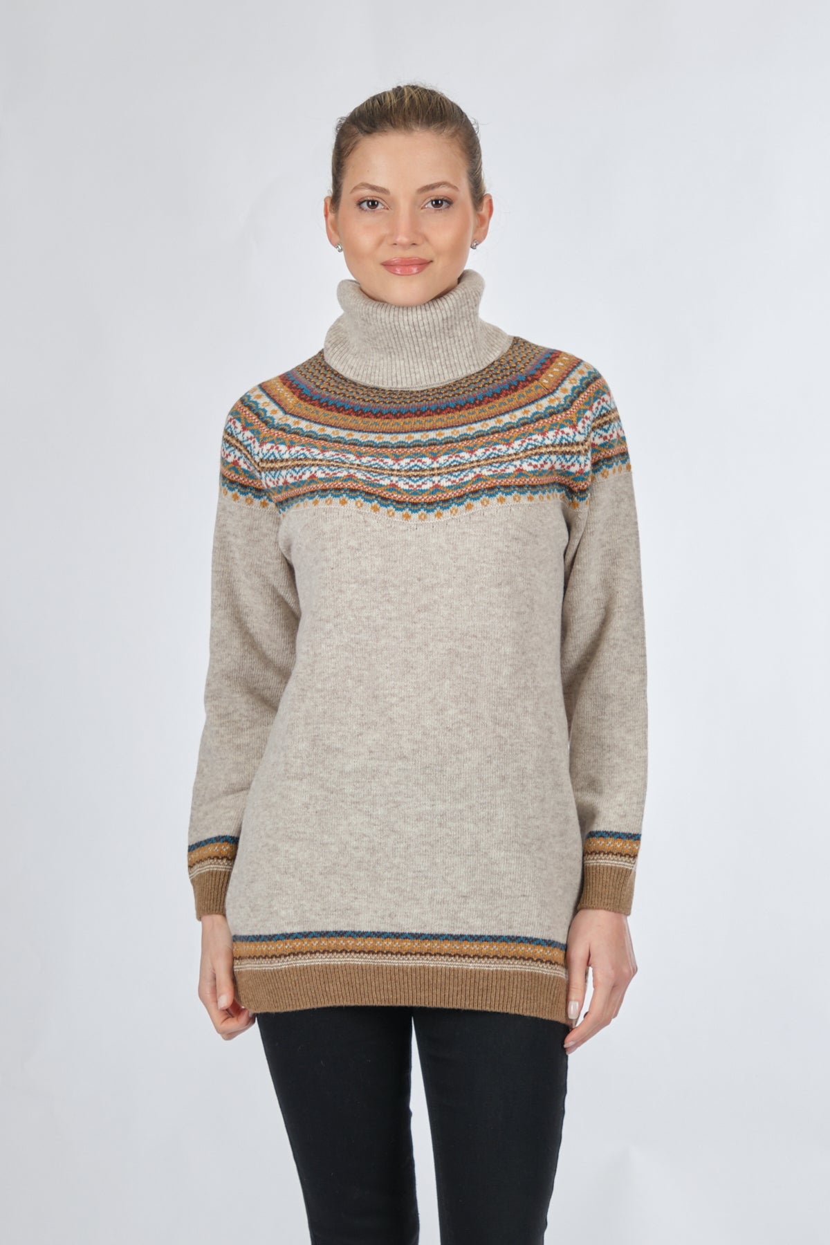 Desen Oversize Boğazlı Midi Tunik Kazak - Kışlık Sıcaklık ve Şıklık Translation missing: tr.content.product_image_main