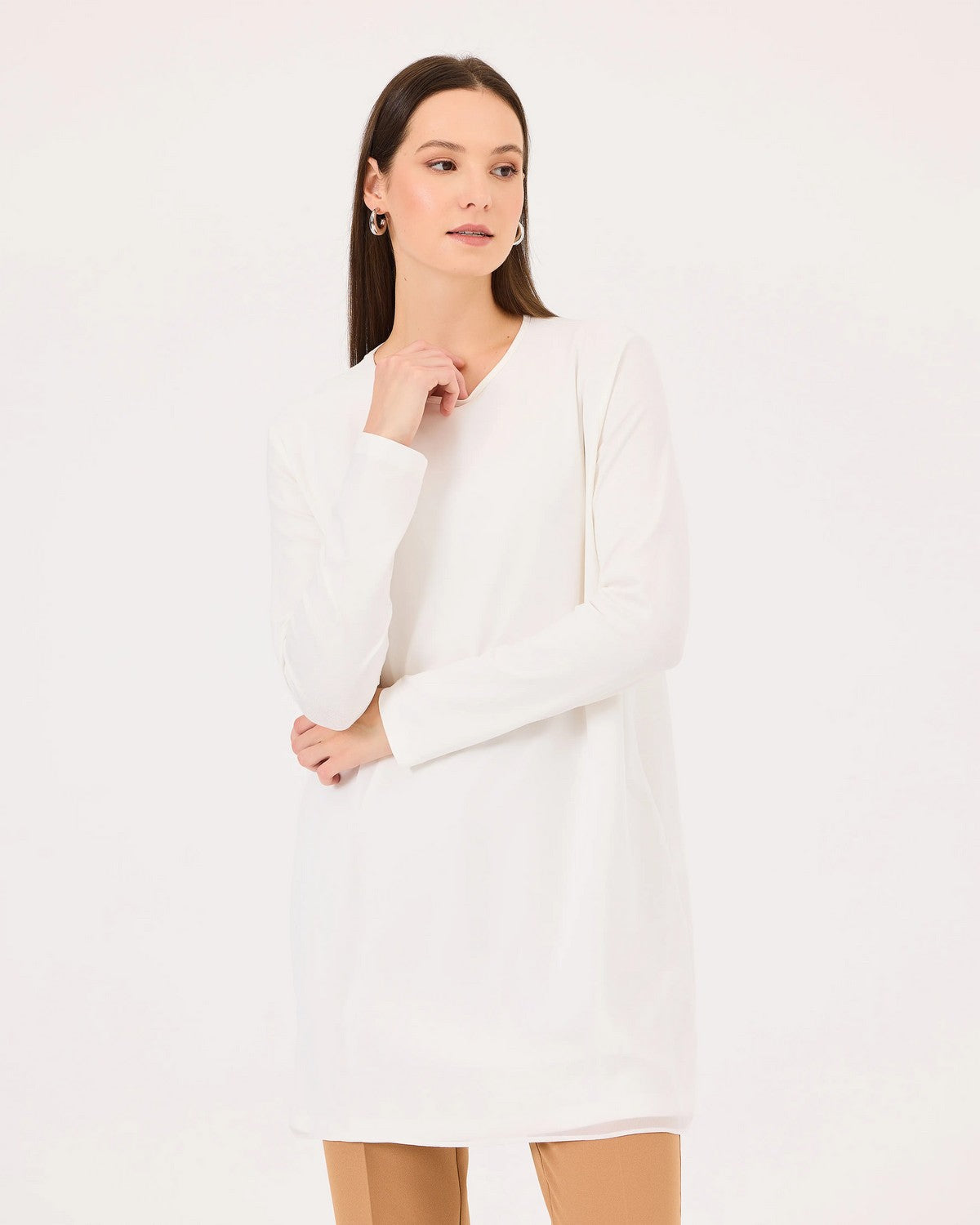 Scl Kadın Oversize Uzun Kol Midi Bluz - Minimalist Stil Translation missing: tr.content.product_image_main