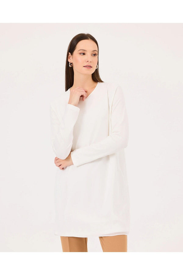 Scl Kadın Oversize Uzun Kol Midi Bluz - Minimalist Stil