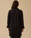 büyük beden desenli plise detaylı tunik Gala-Xi