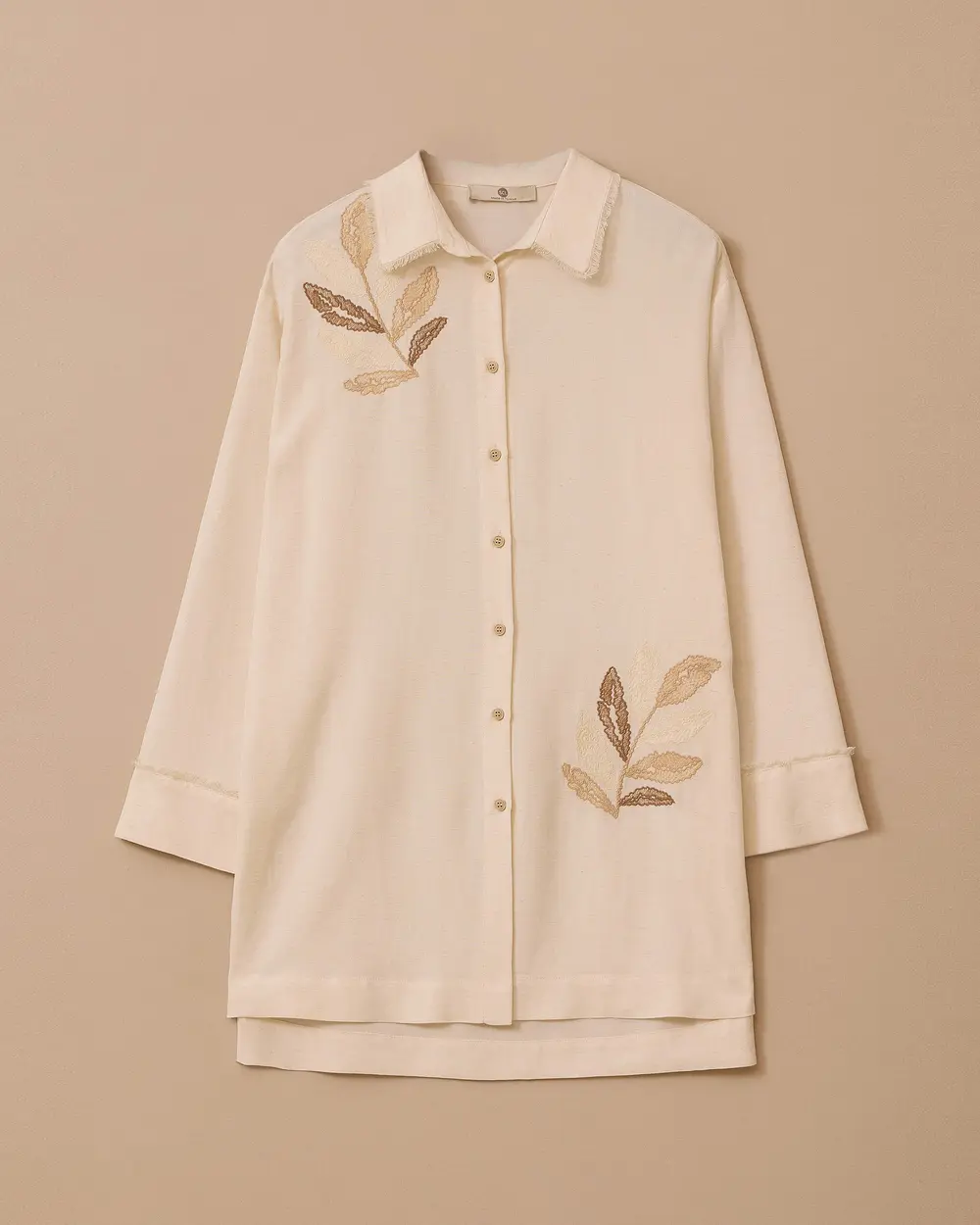 SCL Oversize Gömlek Yaka Uzun Kol Kadın Tunik - Minimalist Tarz