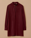 yaka aksesuarlı pile detaylı tunik Scl