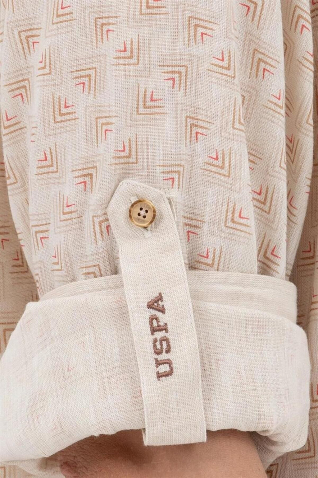 U.S. Polo Assn. Erkek Uzun Kol Geometrik Desen Gömlek - Minimalist Stil