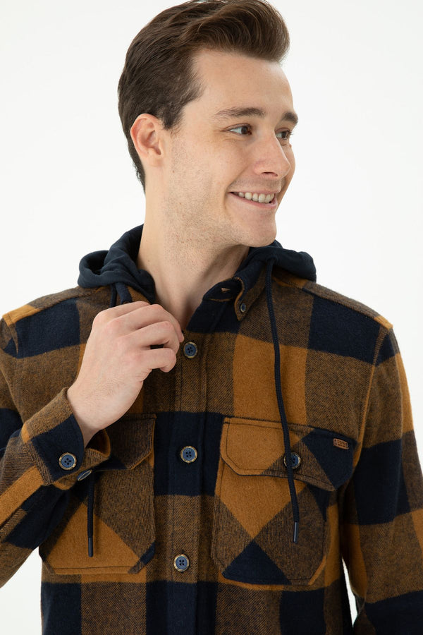 U.S. Polo Assn. Erkek Oversize Flanel Gömlek - Kaban Yaka - Uzun Kol