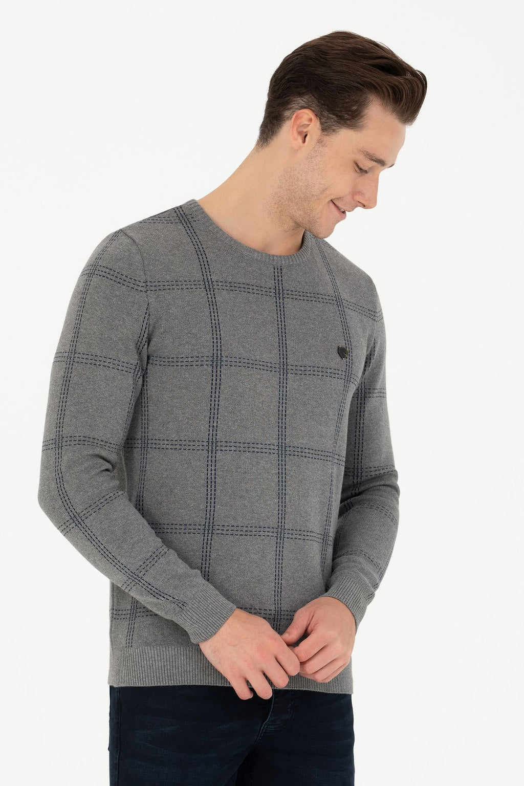 U.S. Polo Assn. Minimalist Kareli Erkek Kazak - Uzun Kol