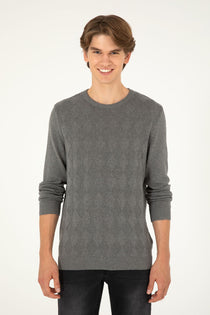 U.S. Polo Assn. Erkek Minimalist Desenli Regular Fit Uzun Kol Kazak