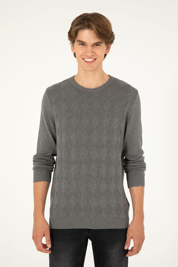 U.S. Polo Assn. Erkek Minimalist Desenli Regular Fit Uzun Kol Kazak